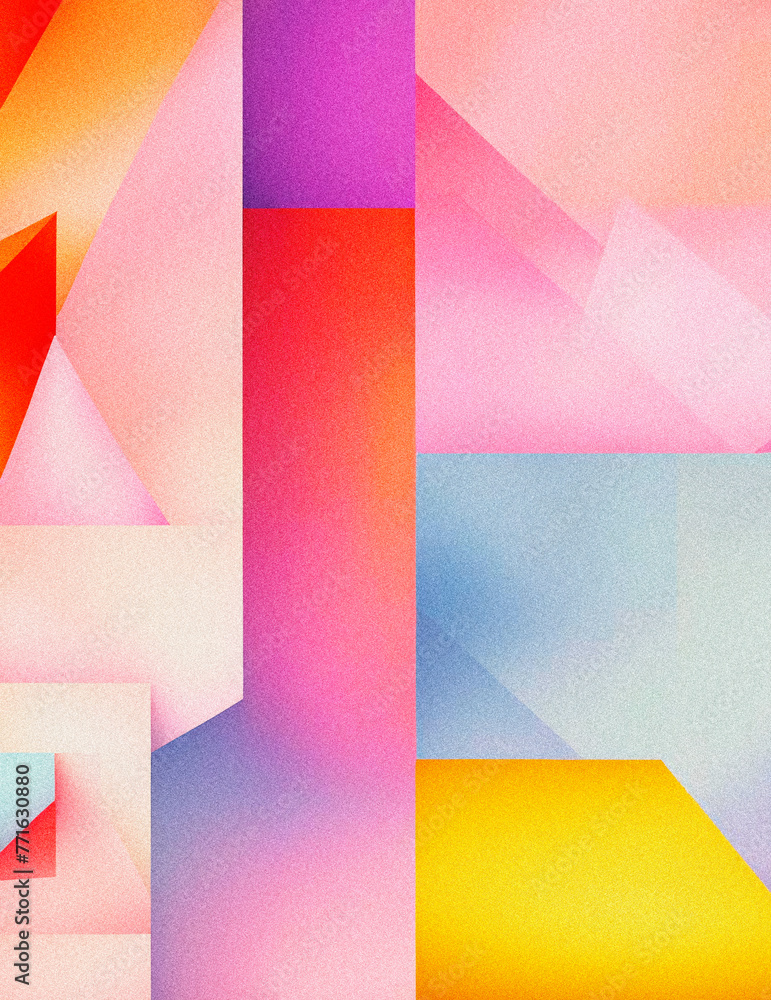 Poster this vibrant, noise-textured artwork captivates with its dynamic shapes and multicolored gradients, 
