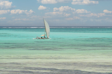 Indian Ocean, a characteristic fishing boat, Jambiani area, Zanzibar, Tanzania
