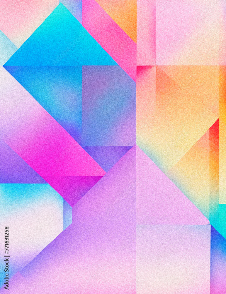 Poster this vibrant, noise-textured artwork captivates with its dynamic shapes and multicolored gradients, 