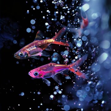 Neon Tetra with water droplets