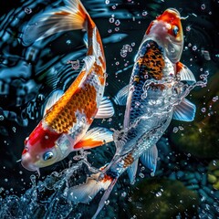 Koi Carp with water droplets