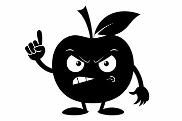 Apple doing an angry face with hand show middle finger vector illustration
