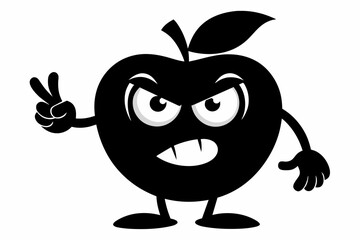 Apple doing an angry face with hand show middle finger vector illustration