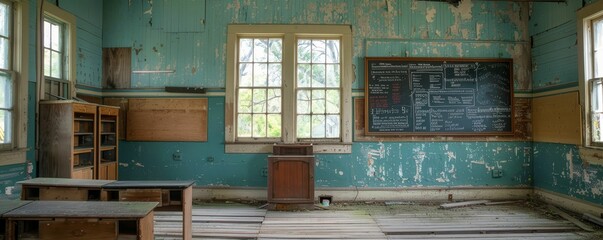 Abandoned schoolhouse, education interrupted, a communitys future uncertain