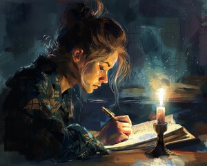 Candlelit study, a students determination, education as an escape