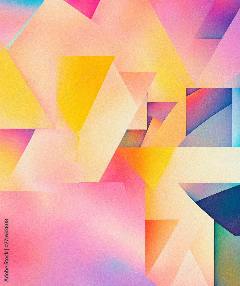 Poster this vibrant, noise-textured artwork captivates with its dynamic shapes and multicolored gradients, 
