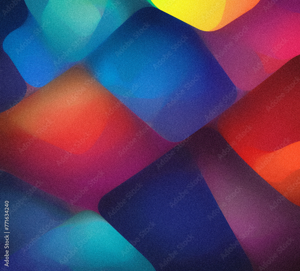 Poster this vibrant, noise-textured artwork captivates with its dynamic shapes and multicolored gradients, 