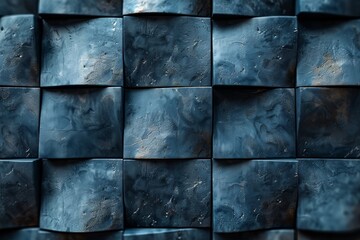 A detailed image focusing on a smooth, fluid-like abstract pattern in blue shades on a cubes...