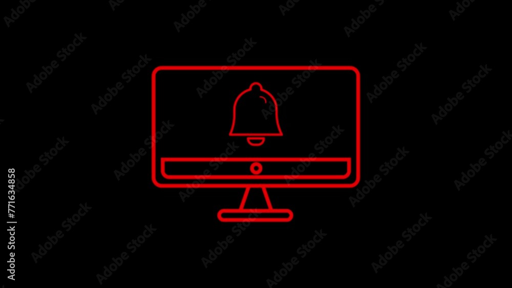 Poster bell ringing on computer screen.4k animation.flat design