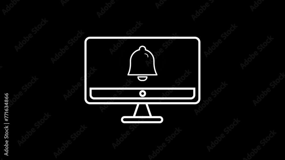 Aufkleber bell ringing on computer screen.4k animation.flat design
