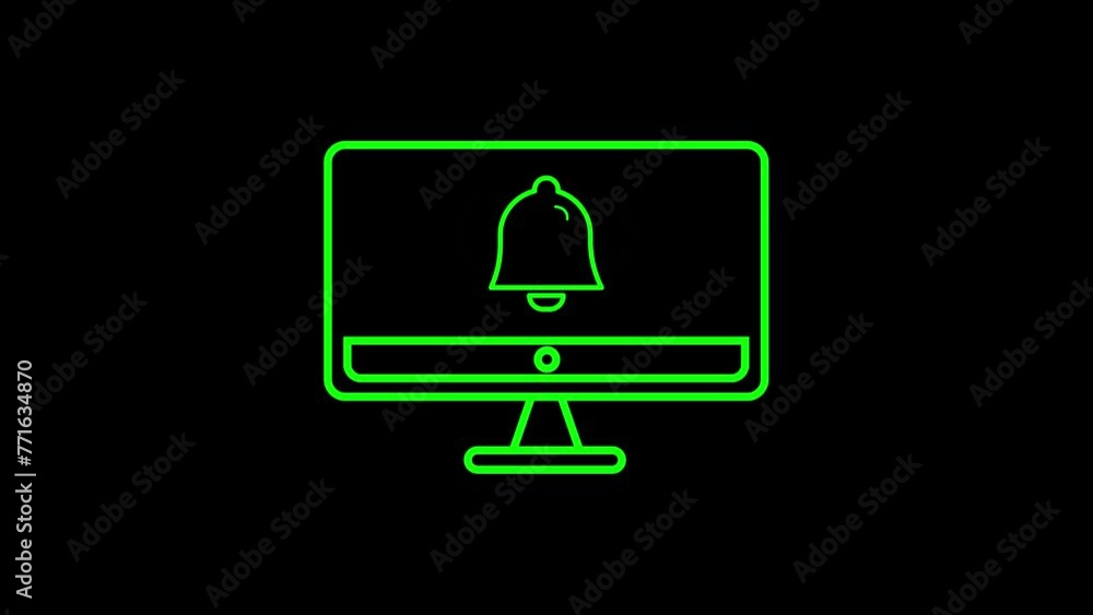 Aufkleber bell ringing on computer screen.4k animation.flat design