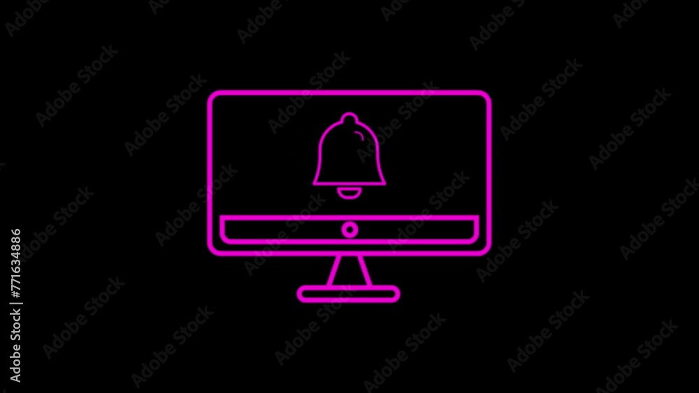 Poster bell ringing on computer screen.4k animation.flat design