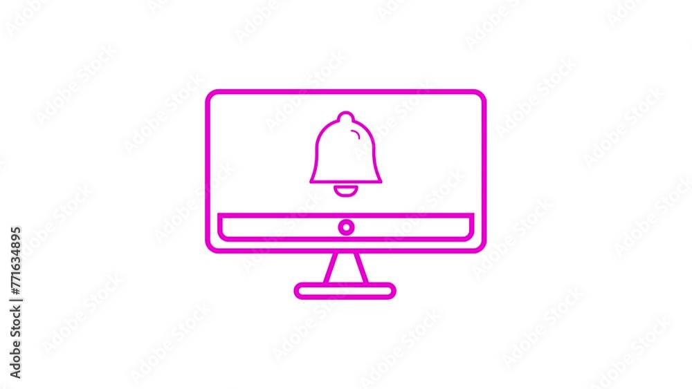 Aufkleber bell ringing on computer screen.4k animation.flat design