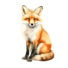 Obraz premium AI-generated watercolor Fox clip art illustration. Isolated elements on a white background.