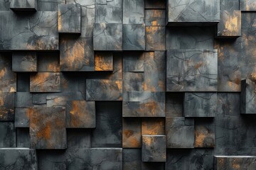 Picture of a textured wall with a rustic metallic finish and warm, burnt orange tones adding industrial feel