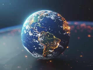 Holographic projection of the planet Earth, futuristic concept on white