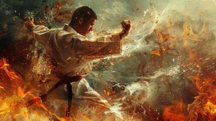 Martial Arts Master. Karate wallpaper - obrazy, fototapety, plakaty