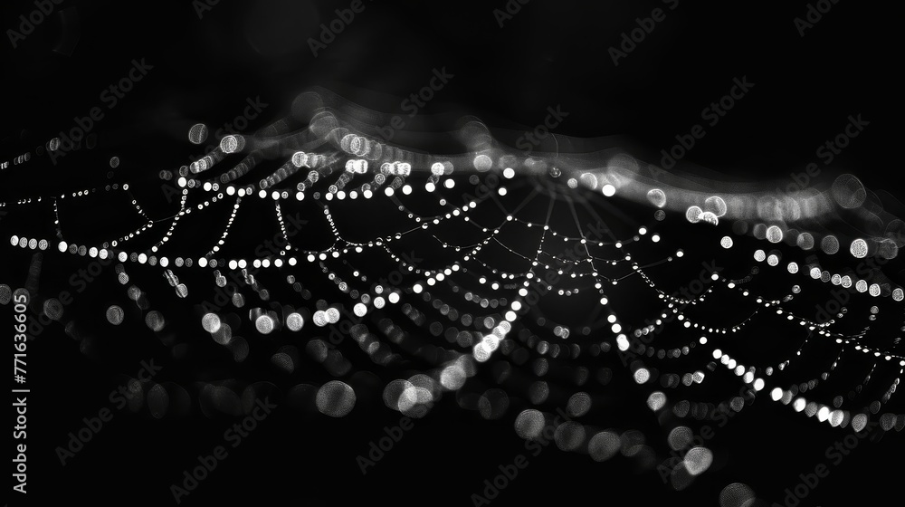 Aufkleber a spider web with many small dots on it. the web is black and white