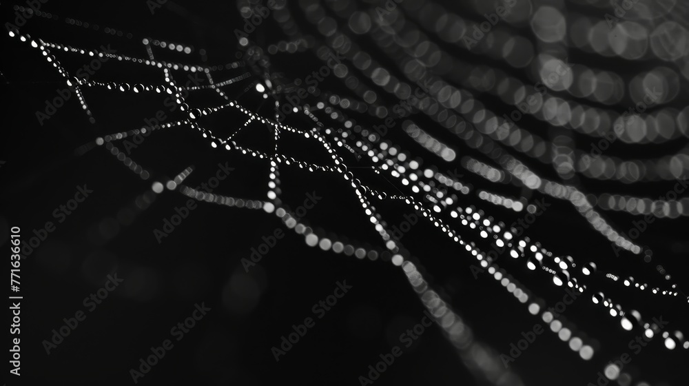 Poster a spider web with many small dots in it