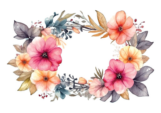 watercolor flower decorative frame