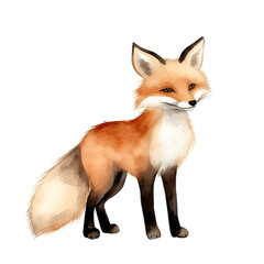Obraz premium AI-generated watercolor cute fox clip art illustration. Isolated elements on a white background.