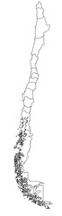 Outline of the map of Chile with regions