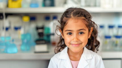 Young Girl as a Scientist in a Laboratory Environment. Profession Choice Concept.