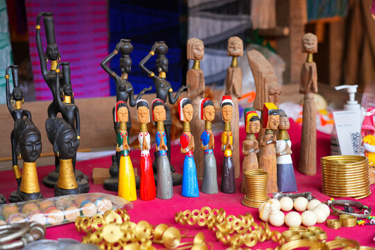 Locally made memorabilia for sale at the Huay Pu Keng long-neck Kayan village in the Mae Hong Son province in the northwest of Thailand, close to the Burma border