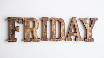 Rustic 3d wooden letters "GOOD FRIDAY" cut out on white background