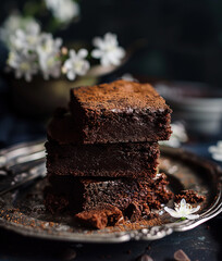  Slices of of chocolate brownie cake