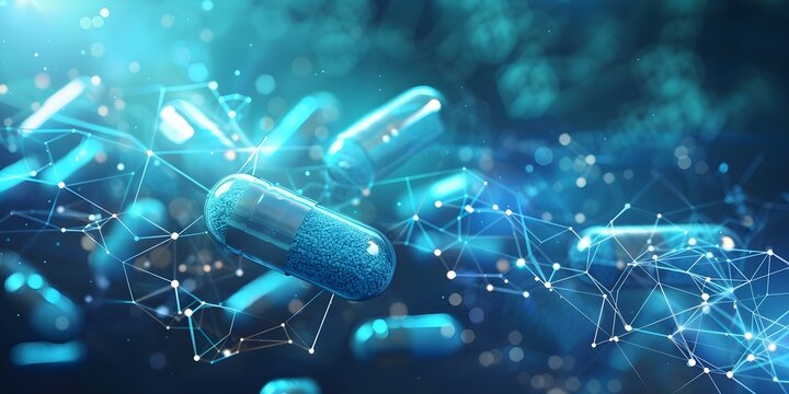 Explore blockchains impact on personalized medicine using multiagent systems to tailor treatments Banner illustration. Concept Blockchain Technology, Personalized Medicine, Multiagent Systems