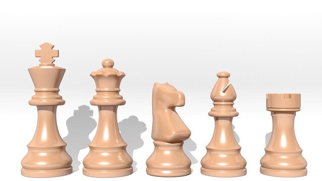Chess pieces photo render