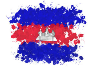 cambodia flag with paint splashes