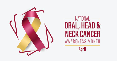 Oral, head and neck cancer awareness month. Observed each year in April. Greeting card, Banner poster, flyer and background design - obrazy, fototapety, plakaty