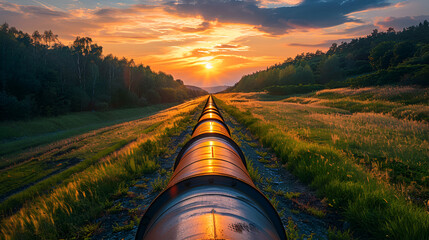 Hydrogen pipeline. Transformation of the energy, Clean energy, safe, carbon neutral, and balance of energy sources to replace natural gas. Generative AI  - obrazy, fototapety, plakaty