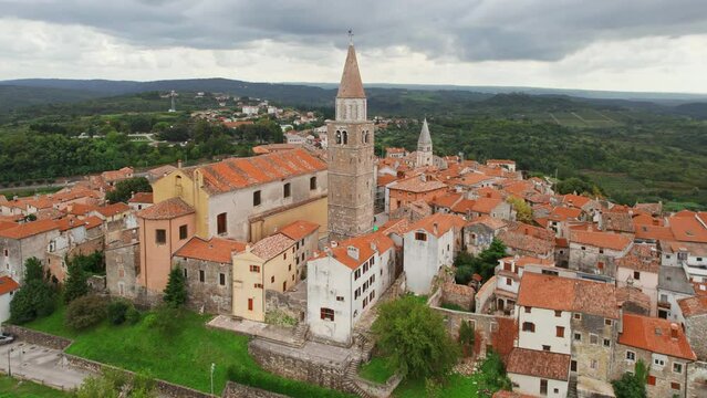 Aerial view of the picturesque historic town of Buje, Istria region, Croatia