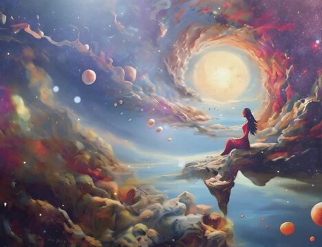 ilustra&ccedil;&atilde;o viajando pelo cosmos 
