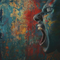 Expressive Body Art on Abstract Background
