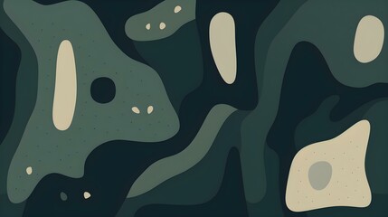 Abstract Shapes and Textures in dark green Tones. Artistic Background