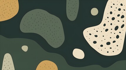 Abstract Shapes and Textures in dark green Tones. Artistic Background
