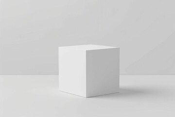 Blank white box product packaging mockup, cube shaped container for displaying designs and branding, 3D illustration