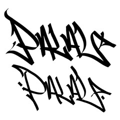 Obraz premium PALAU letter the country name on the world digital illustration graffiti handstyle signature symbol tags painting with black and white color