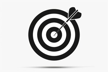 Black bullseye icon with dart, shooting target symbol isolated on white background, vector illustration - obrazy, fototapety, plakaty