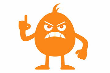 Orange doing an angry face with hand show middle finger vector illustration