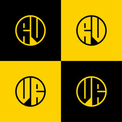 Simple RV and VR Letters Circle Logo Set, suitable for business with RV and VR initials