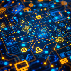 circuit board with Digital icons