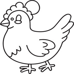 Chicken coloring pages. Chicken outline vector for coloring book