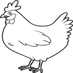Chicken coloring pages. Chicken outline vector for coloring book