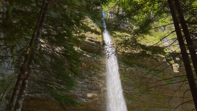 Beautiful view of the Pericnik waterfall in Triglav National Park, Slovenia