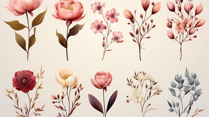 A collection of flowers in various colors and sizes